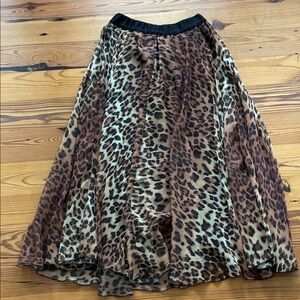 Leopard Print A-Line Maxi Skirt - Brown/Black
